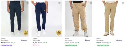 Image of Spykar Men's Cargos upto 72% Discount