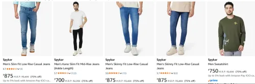 Image of Spykar men's Clothing up to 75% Discount