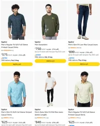 Spykar Mens Cloths up to 75% Discount