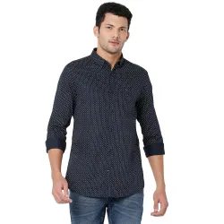 Spykar Mens Cotton Blend Slim Fit Jet Coloured Shirts