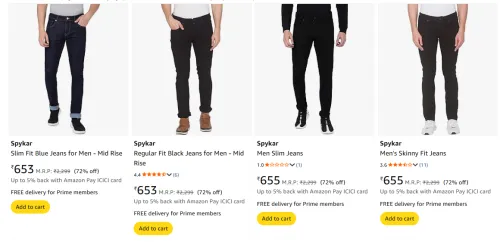 Image of Spykar Men's Jeans at minimum 72% Discount