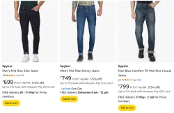 Spykar Mens Jeans at minimum 75% Discount