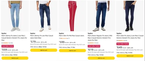 Image of Spykar Men's Jeans at minimum 80% Discount