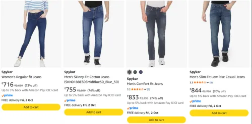 Image of Spykar Men's jeans Minimum 70% Discount