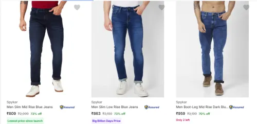 Image of Spykar Men's Jeans at minimum 70% Discount