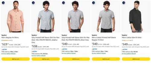 Image of Spykar men's shirt at minimum 70% Discount