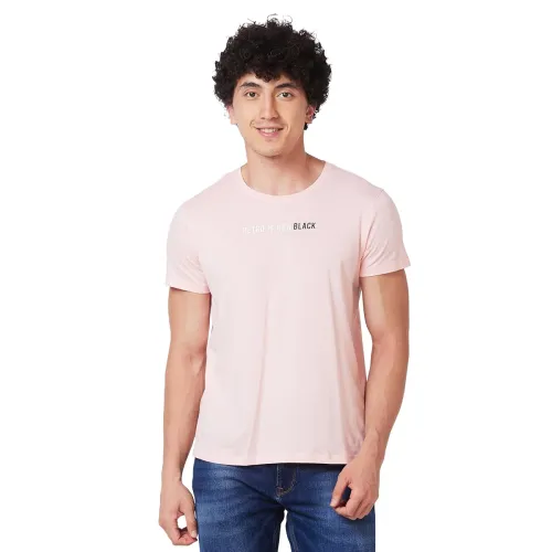 Image of Spykar Men's Slim Fit Crew Neck Half Sleeve Solid Casual T-Shirt