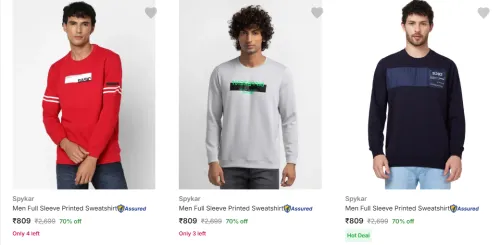 Image of Spykar Men's Sweatshirts at minimum 70% Discount