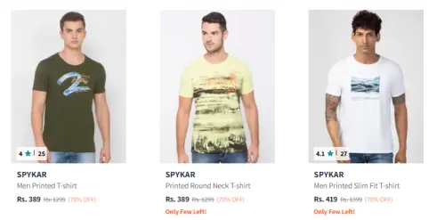 Image of SPYKAR Men's T-shirts starting @ ₹389