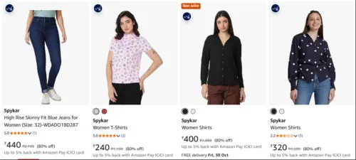 Image of Spykar Women's Clothing up to 80% Discount