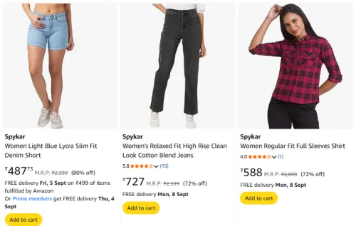 Image of Spykar Women's Clothing @ Up to 80% Discount