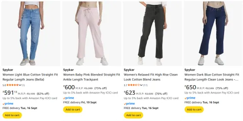Image of Spykar Women's Jeans at minimum 75% Discount