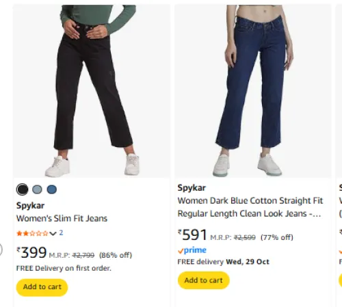 Image of Spykar Womens Jeans Starting @ ₹399
