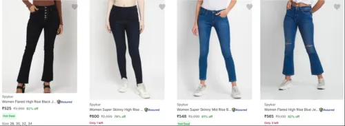 Image of Spykar Women's Jeans upto 82% Discount