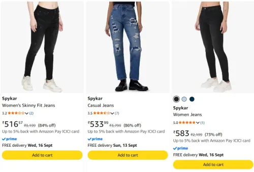 Image of Spykar Women's Jeans upto 86% Discount