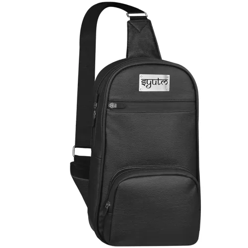 Image of Squircle Sling Elegant Style Document Money Phone Belt Bag for Men and Women (Charcole Black)