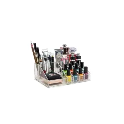 SR 16 Grid Makeup Organizer Drawer Desk Multipurpose Plastic Makeup Cosmetic Display Stand Makeup Brushes Lipstick Pencil Mascara Brush Hair Combs and Jewelry Storage Box Dressing Table Orga...