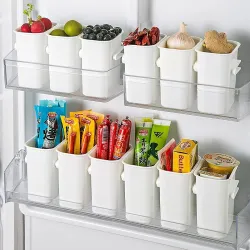 SR 8 Pcs Storage Containers, Detachable Food Refrigerator Organizer Container Butter, Chocolate, Sauce, Candies, Vegetables, Stationery Toiletries | 11.5 X 6.5 X 8.5 Cm | White