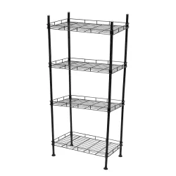 SR Brand Multipurpose 4-Shelves / Layer Adjustable Mild Steel Heavy Duty Rack with Rolling Wheels | Multifunction Utilit