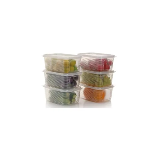 Image of SR Fridge Container - Plastic Transparent Storage Box 6 Pcs