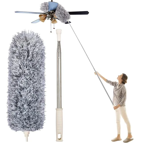 Image of SR Microfiber Feather Duster Bendable & Extendable Fan Cleaning Mop with Long Rod100 inches Expandable Pole Handle Washa