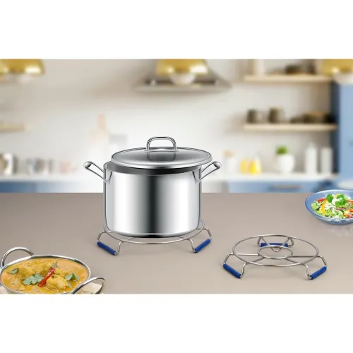 Image of SR Round Stainless Steel Heat Resistant Hot Pot Stand, Heating Pads for Dinning Table, Stainless Steel Placemats, Pot Bo