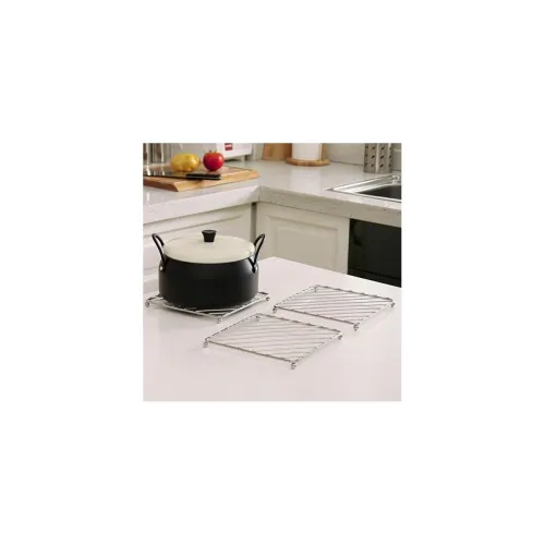 Image of SR Pack of 02 Dinning Table Stailess Steel Stand /Wire Ring Stand /Trivet Round Ring /Hot Pot Ring Trivet (Model 1)
