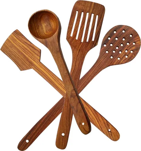 Image of SRE Wooden Cooking Spoon & Spatula Set (4 Pcs)