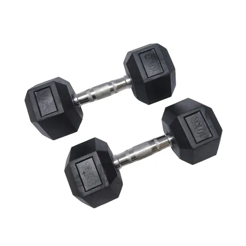Image of Sridaya 10KG Pair Hex Rubber Dumbbells
