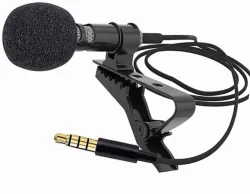 SrO Collar Mic 3.5mm Clip-on Mini Lapel Lavalier Microphone for ALL MOBILE Device (Black) LAVALIERE MICROPHONe (Black)