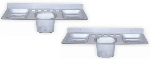 Image of SSS 4-in-1 Acrylic Wall-Mounted Toothbrush Holder with Soap Case