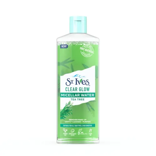 Image of St. Ives Clear Glow Tea Tree Micellar Water with 100% Natural Extracts, 3-In-1 Cleanser, Toner & Makeup Remover for All 