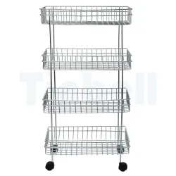Stainless Steel 4-Tier Kitchen Storage Trolley with Wheels