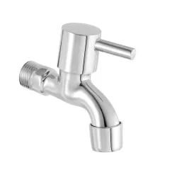 Stainless Steel Base Bib Cock Water Tap – 1/2\', 15mm – ABS Plastic Head Faucet for Kitchen, Bathroom & Wash Basin – Hot & Cold Water Compatible – Set of 1 (Silver)