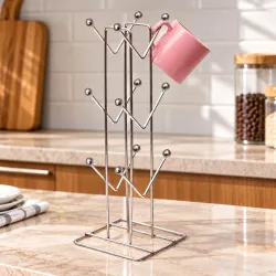Stainless Steel Cup Rack Ideal for Kitchen, Coffee, and Tea Mug Display, Elegant Dining Table Cup/Mug Holder for 12 Cups (Pack of1) (NHSP)