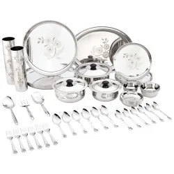 Amazon Brand - Solimo  Stainless Steel Dinnerware Set - 61 Pcs