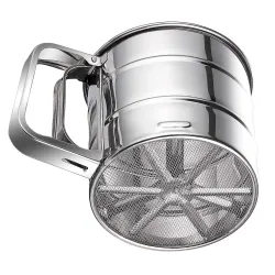 Stainless Steel Double Layer Flour Sifter Hand Press Baking Tool