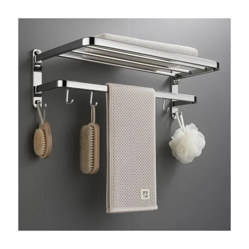Image of Stainless Steel Dual Folding Towel Rack