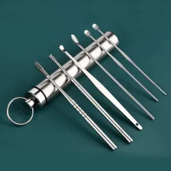 Stainless Steel Ear Wax Removal Kit with Storage Case, (6 Pc SET)