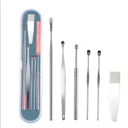 Stainless Steel Ear Wax Removal Kit with Storage Case, (6 Pc SET)