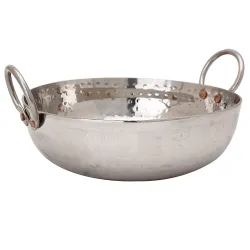 Stainless Steel Hammered Kadhai,, 1500ML