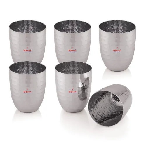 Image of Stainless Steel Hand Hammered Design Drinking Glass