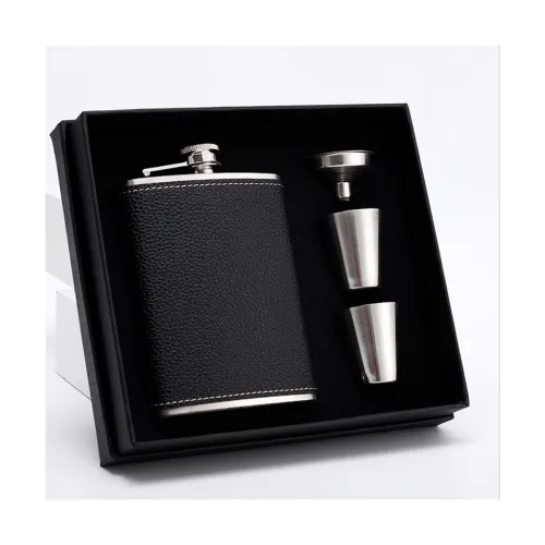 Image of Stainless Steel Hip Flask Gift Set 8 oz with 2 Cups & Funnel
