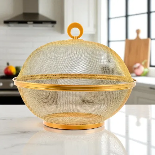Image of Stainless Steel Mesh Fruit Basket For Dining Table