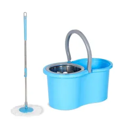 Stainless Steel Microfiber Floor Cleaning Mop with Removable Washable Cleaning Pad and Integrated Water Mechanism,mop for Cleaning Floor (Multicolour) (Spin Mop (Steel Bucket))