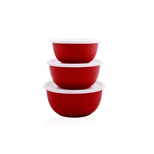 Image of Stainless Steel Microwave Safe Bowls Set of 3