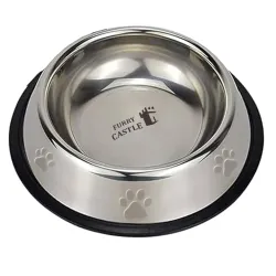 Stainless Steel Dog Bowl – Non-Slip Anti-Skid Rubber Base Pet Food & Water Bowl | Hygienic, Rust-Free & Dishwasher Safe | Medium to Large Dog Feeder Dish | 700 ml, Silver, Pack of 1