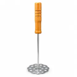 Stainless Steel Potato Masher with Wooden Handle