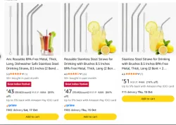 Stainless Steel Reusable Metal Straws at minimum 53% Discount