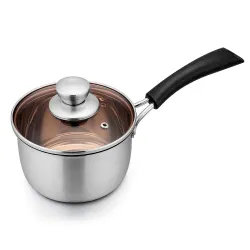 Stainless Steel Sauce Pan with Lid | Coffee Milk Cooking Saucepan Pots | Milk Pan Cookware Professional with Long Handle | Milk pan/Tea pan/Sauce pan/Milk Soup Pan for Home Kitchen Restauran...